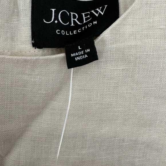 NWT J Crew Collection sleeveless cream linen top with raffia fringe sz lg - Picture 4 of 7